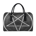 Geometric Inverted Pentagram Print Leather Duffel Bag