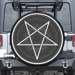 Geometric Inverted Pentagram Print Leather Spare Tire Cover