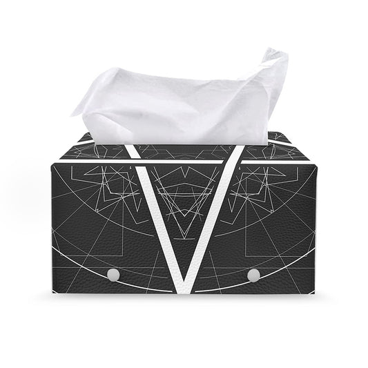 Geometric Inverted Pentagram Print Leather Tissue Box Cover