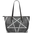 Geometric Inverted Pentagram Print Leather Tote Bag With Zipper