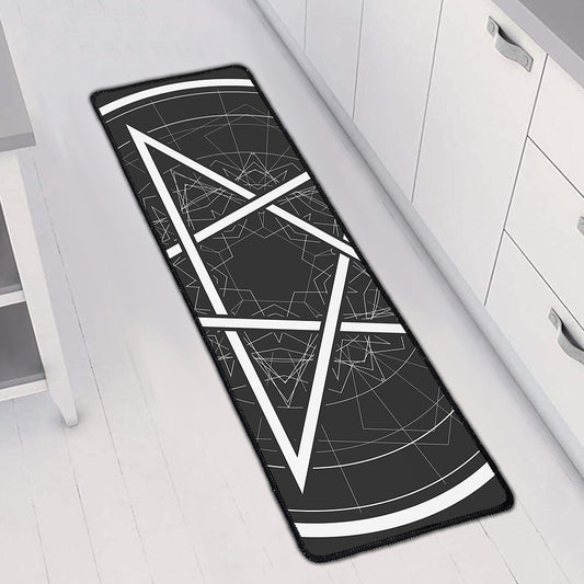 Geometric Inverted Pentagram Print Long Kitchen Mat