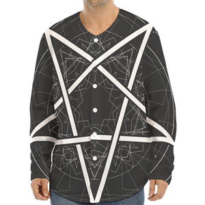 Geometric Inverted Pentagram Print Long Sleeve Baseball Jersey