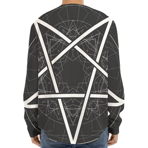 Geometric Inverted Pentagram Print Long Sleeve Baseball Jersey