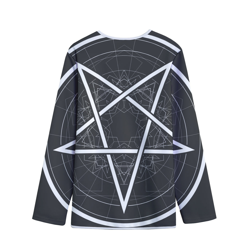 Geometric Inverted Pentagram Print Long Sleeve Short Coat