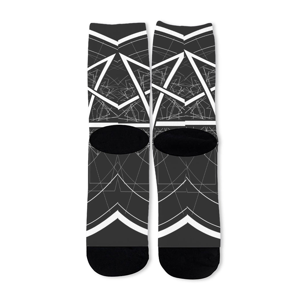 Geometric Inverted Pentagram Print Long Socks