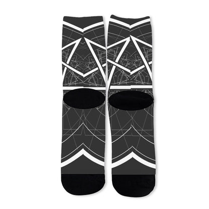Geometric Inverted Pentagram Print Long Socks