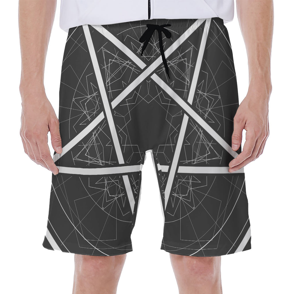 Geometric Inverted Pentagram Print Men's Beach Shorts