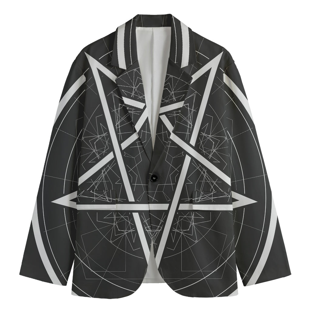 Geometric Inverted Pentagram Print Men's Blazer