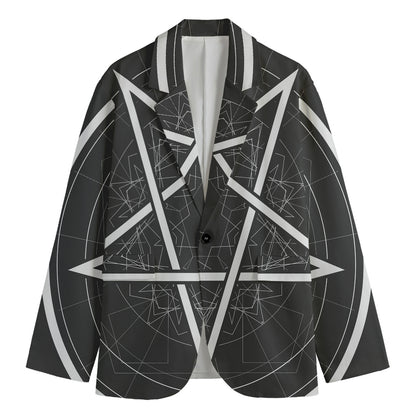 Geometric Inverted Pentagram Print Men's Blazer