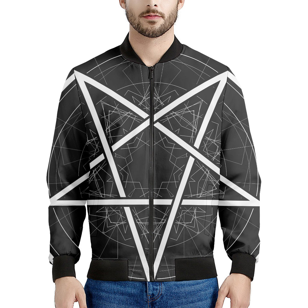 Geometric Inverted Pentagram Print Men's Bomber Jacket