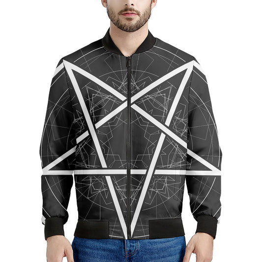 Geometric Inverted Pentagram Print Men's Bomber Jacket