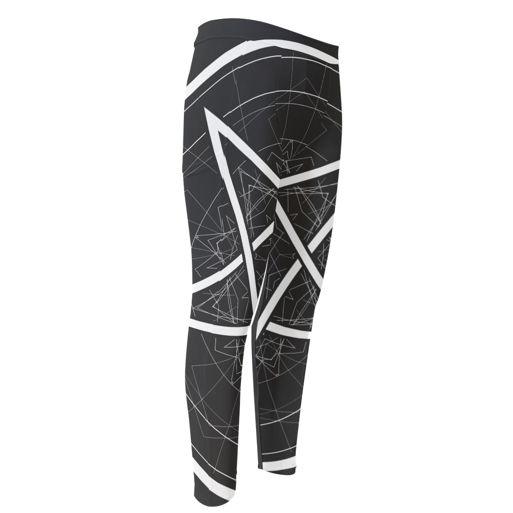 Geometric Inverted Pentagram Print Men's Compression Pants