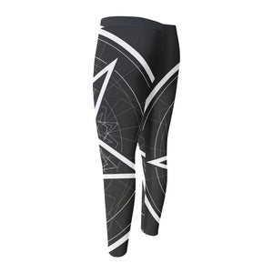 Geometric Inverted Pentagram Print Men's Compression Pants