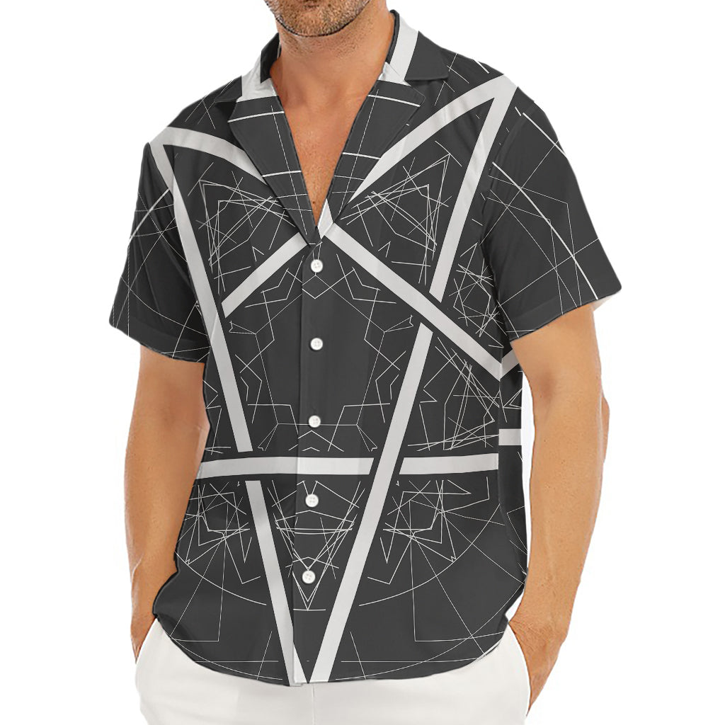 Geometric Inverted Pentagram Print Men's Deep V-Neck Shirt