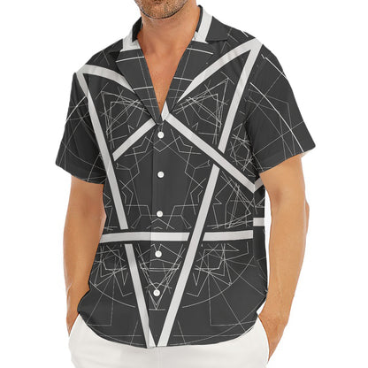 Geometric Inverted Pentagram Print Men's Deep V-Neck Shirt