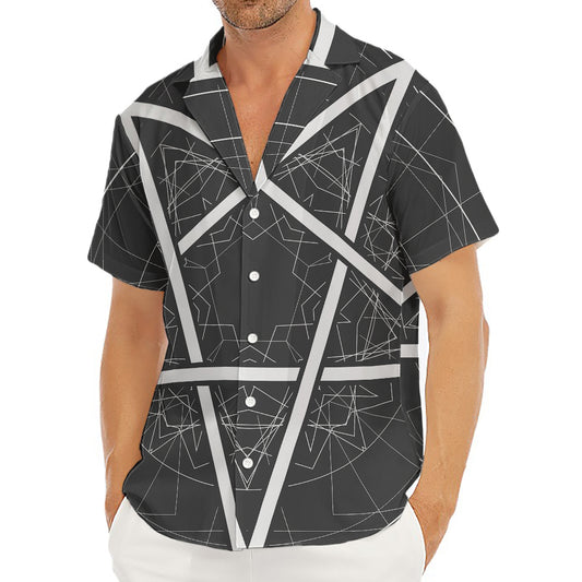 Geometric Inverted Pentagram Print Men's Deep V-Neck Shirt