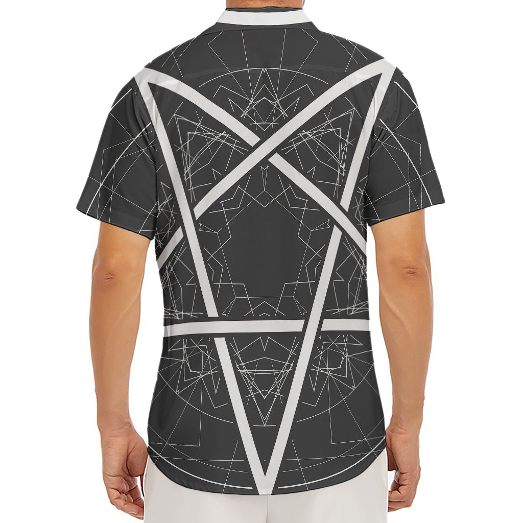 Geometric Inverted Pentagram Print Men's Deep V-Neck Shirt