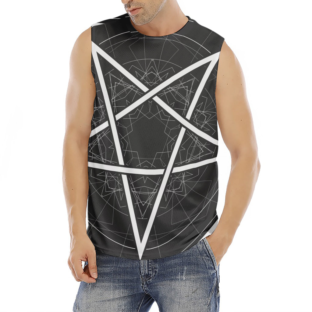 Geometric Inverted Pentagram Print Men's Fitness Tank Top