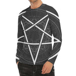Geometric Inverted Pentagram Print Men's Long Sleeve Rash Guard