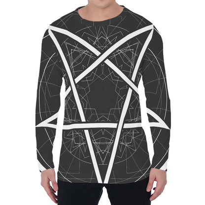 Geometric Inverted Pentagram Print Men's Long Sleeve T-Shirt