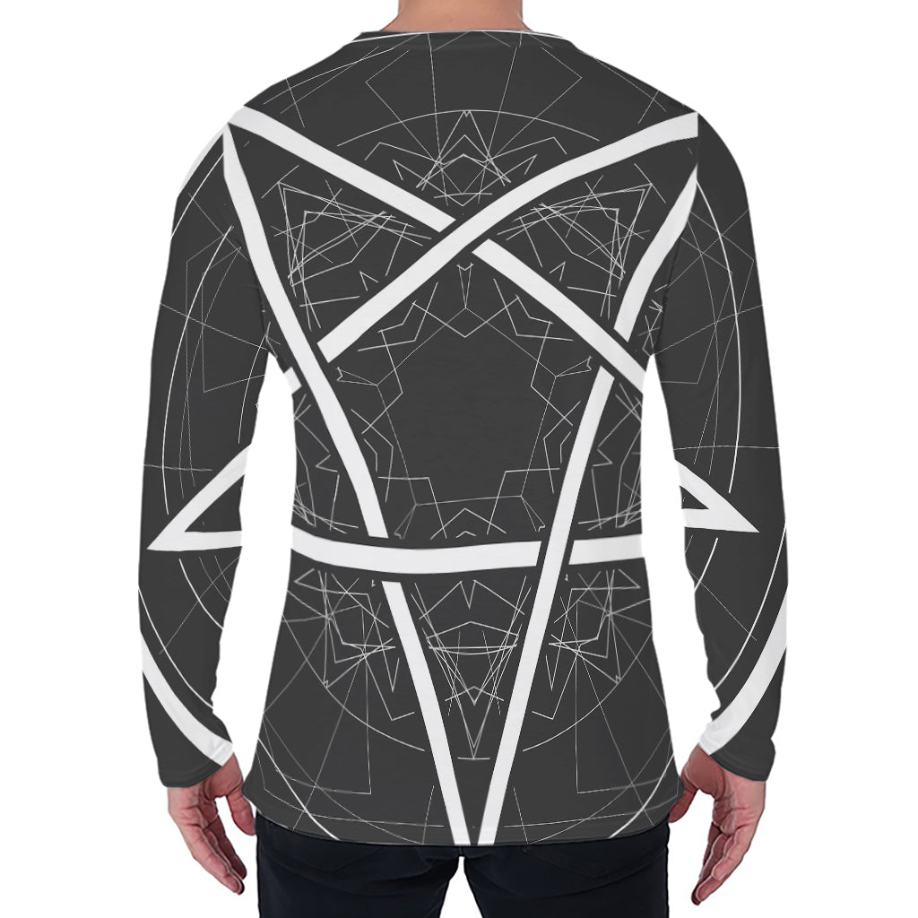 Geometric Inverted Pentagram Print Men's Long Sleeve T-Shirt