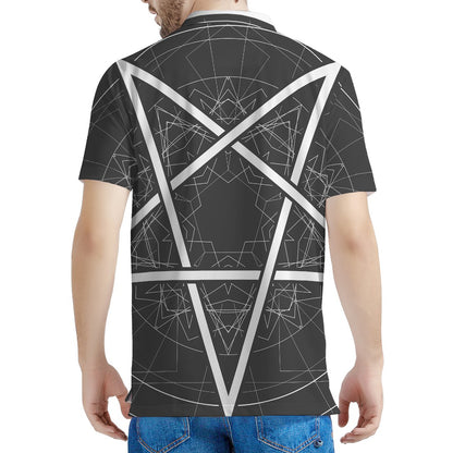 Geometric Inverted Pentagram Print Men's Polo Shirt