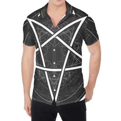 Geometric Inverted Pentagram Print Men's Shirt
