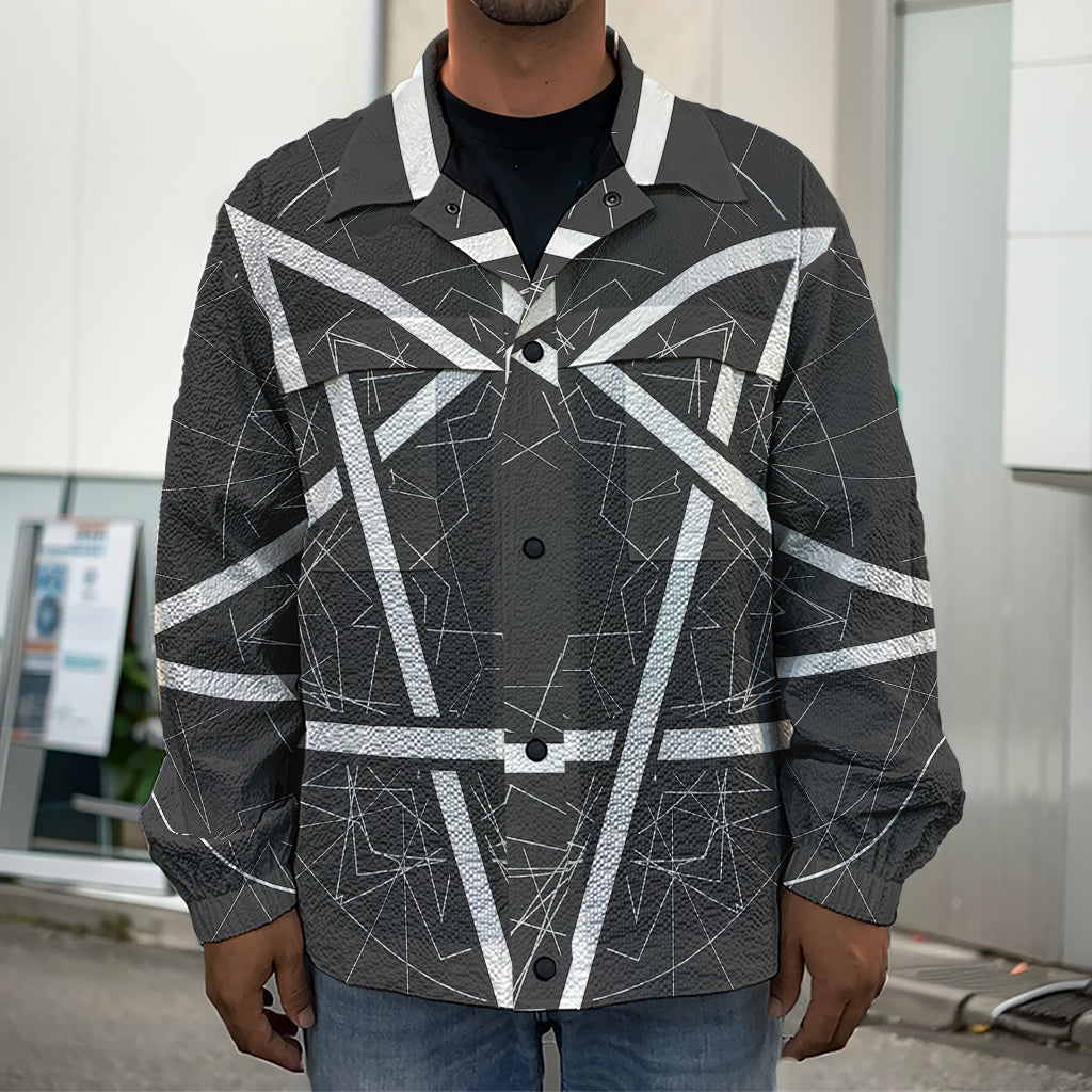 Geometric Inverted Pentagram Print Men's Shirt Jacket