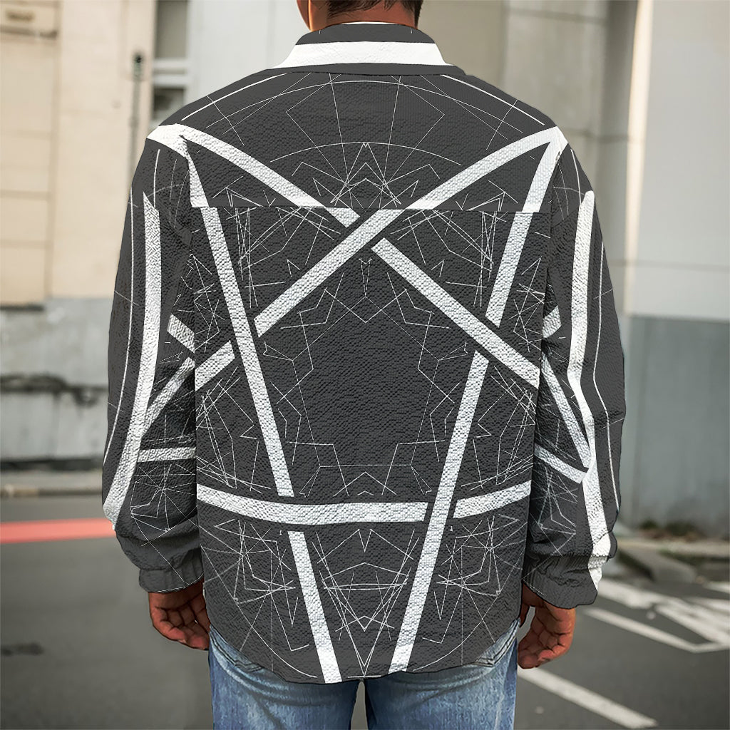 Geometric Inverted Pentagram Print Men's Shirt Jacket