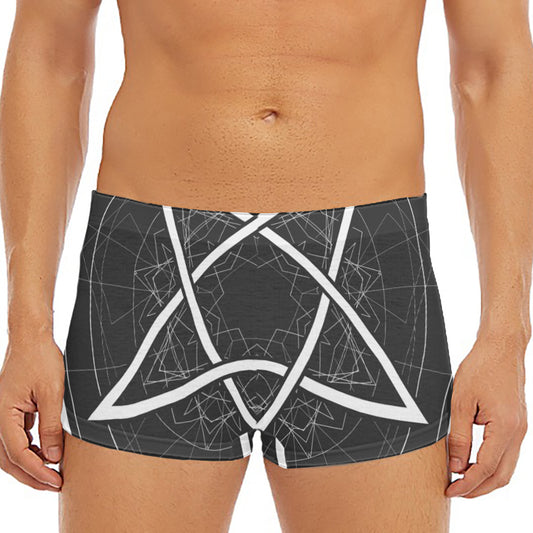 Geometric Inverted Pentagram Print Men's Short Boxer Briefs