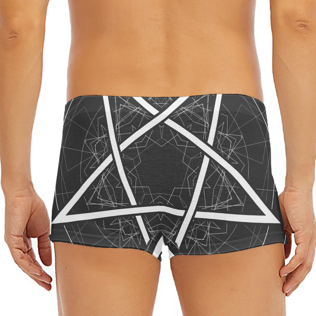 Geometric Inverted Pentagram Print Men's Short Boxer Briefs