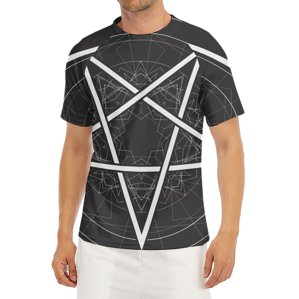 Geometric Inverted Pentagram Print Men's Short Sleeve Rash Guard
