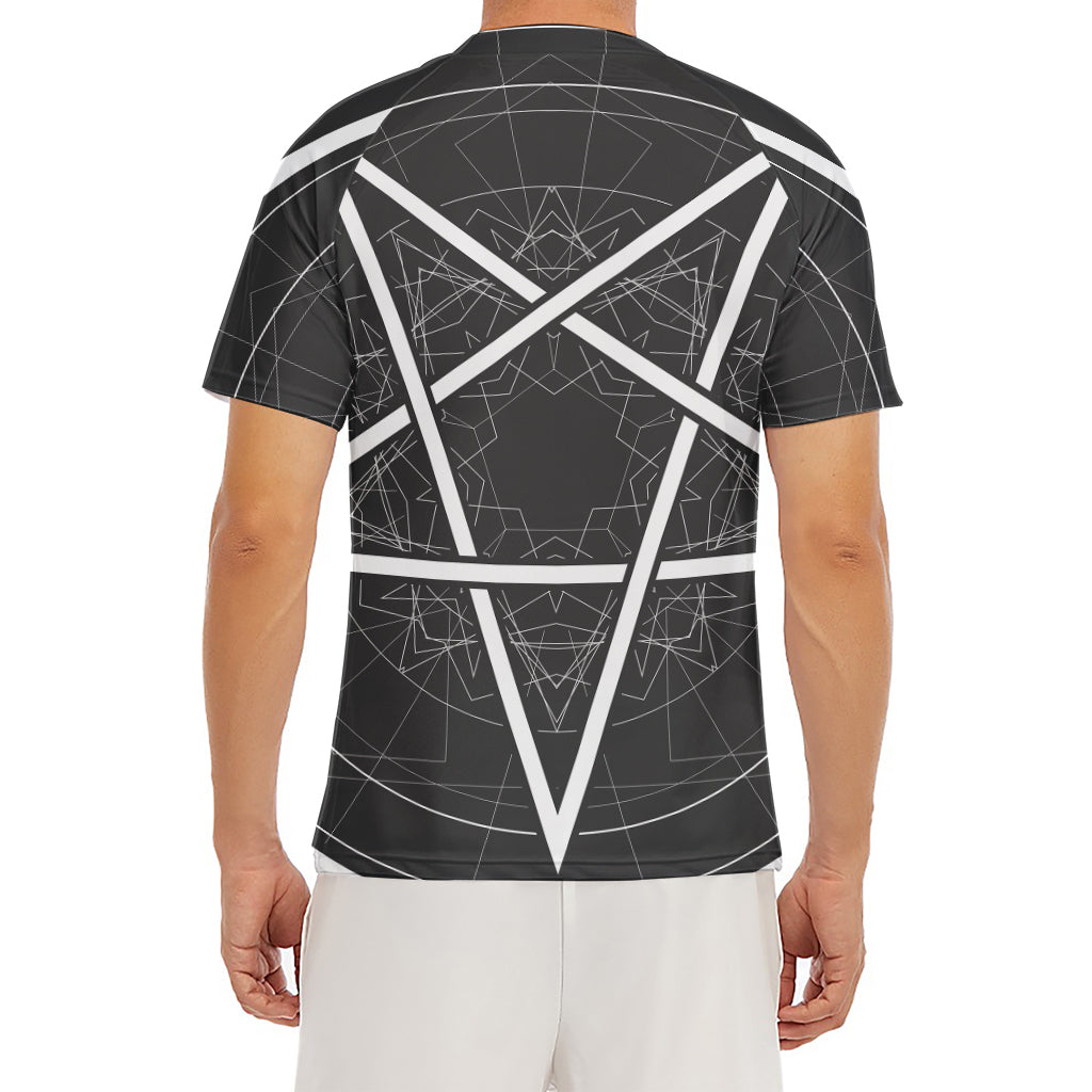 Geometric Inverted Pentagram Print Men's Short Sleeve Rash Guard