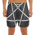 Geometric Inverted Pentagram Print Men's Split Running Shorts