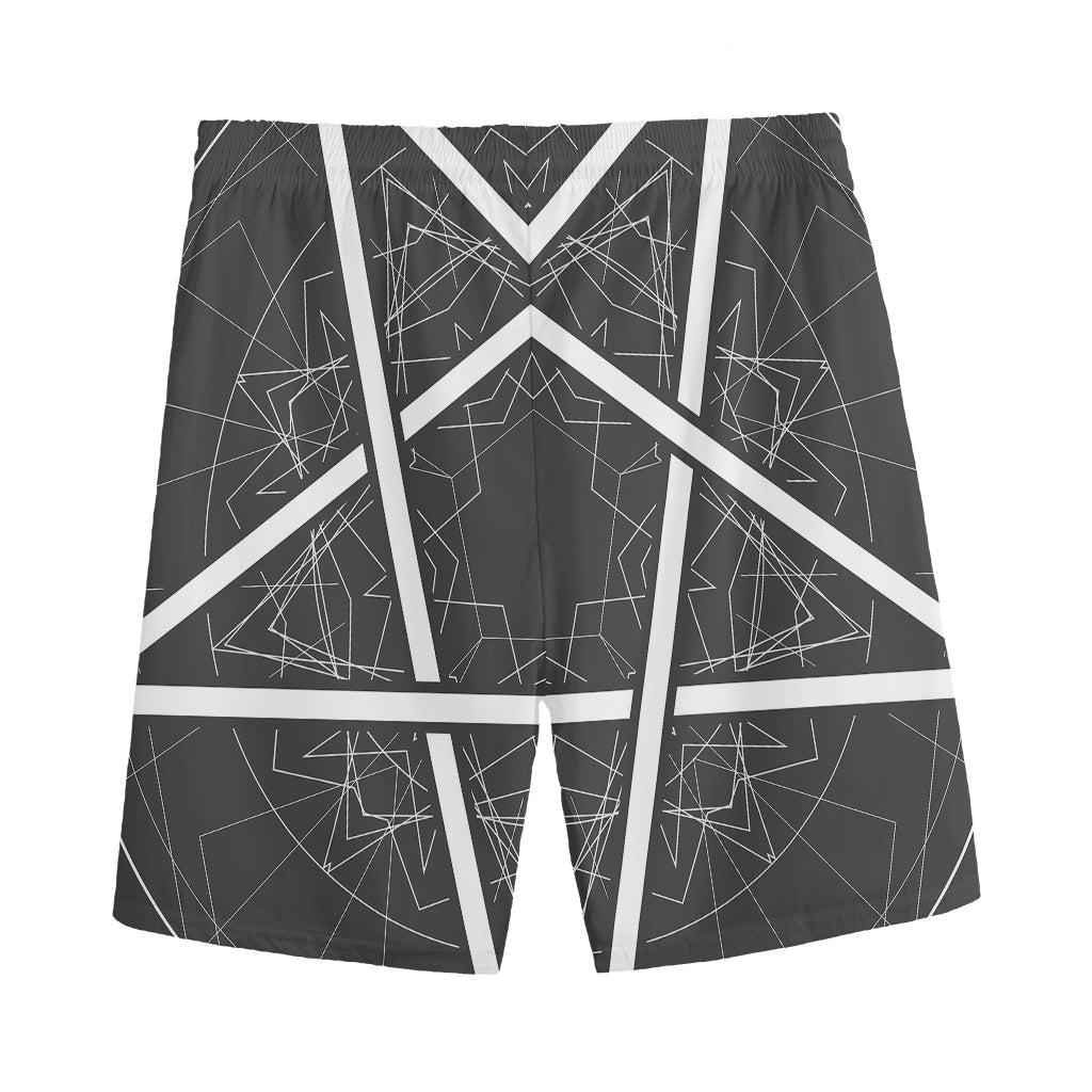 Geometric Inverted Pentagram Print Men's Sports Shorts