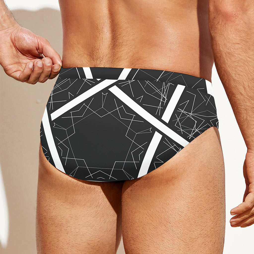 Geometric Inverted Pentagram Print Men's Swim Briefs