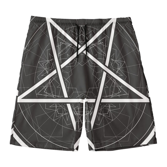 Geometric Inverted Pentagram Print Men's Swim Trunks