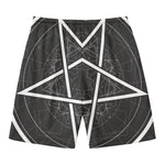 Geometric Inverted Pentagram Print Men's Swim Trunks