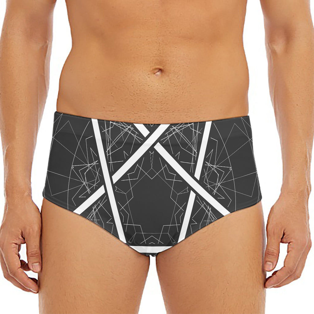 Geometric Inverted Pentagram Print Men's Triangle Swim Briefs