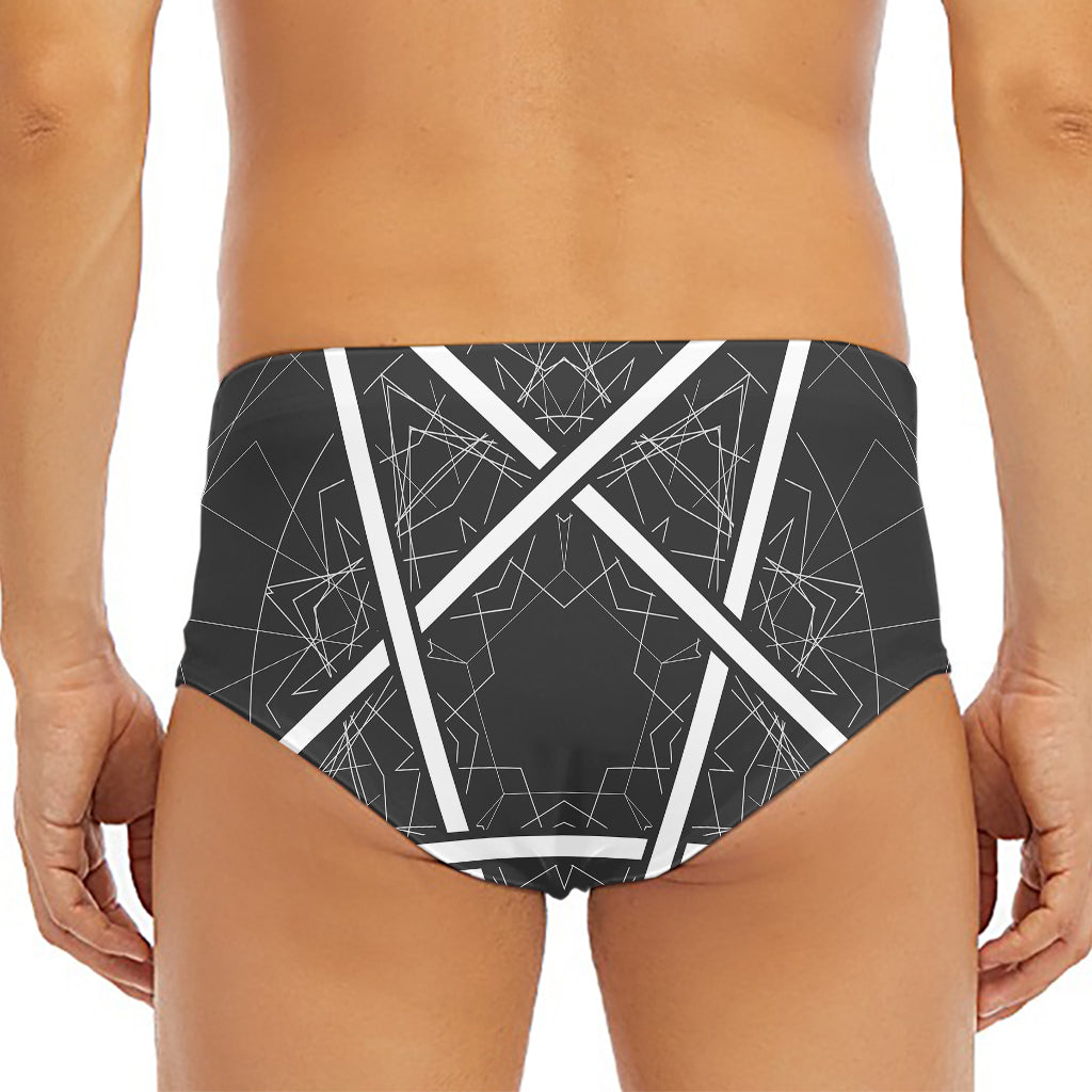 Geometric Inverted Pentagram Print Men's Triangle Swim Briefs