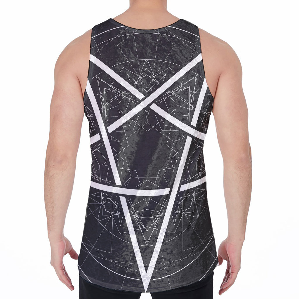 Geometric Inverted Pentagram Print Men's Velvet Tank Top
