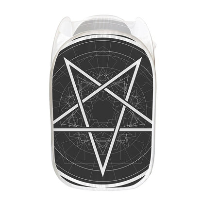 Geometric Inverted Pentagram Print Mesh Laundry Hamper