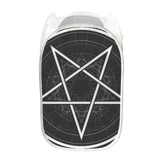 Geometric Inverted Pentagram Print Mesh Laundry Hamper
