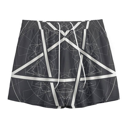 Geometric Inverted Pentagram Print Mesh Shorts