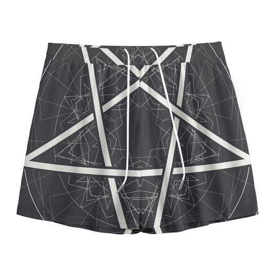 Geometric Inverted Pentagram Print Mesh Shorts