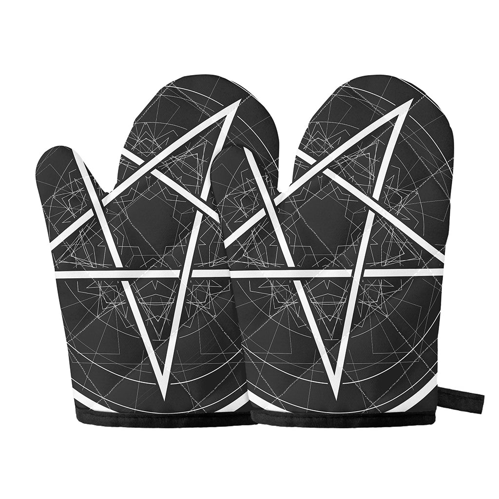 Geometric Inverted Pentagram Print Oven Mitts