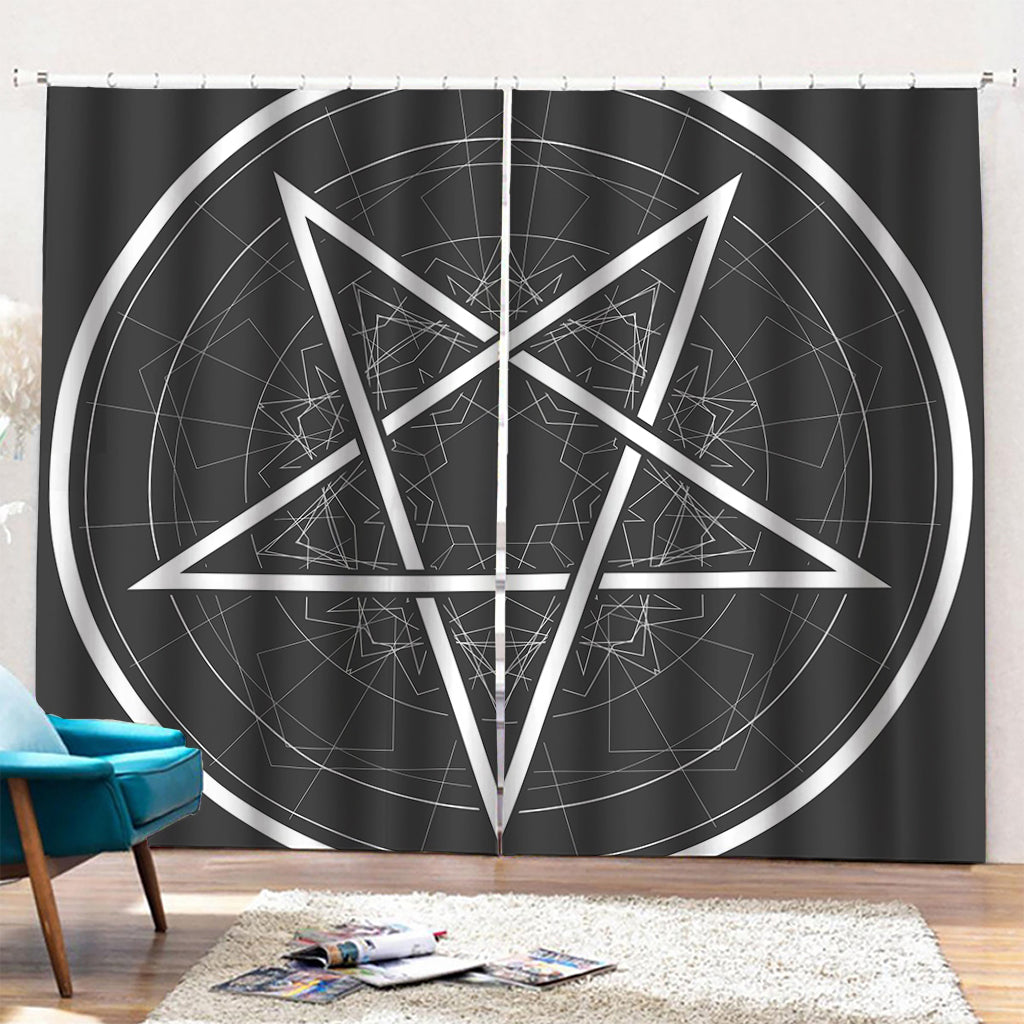 Geometric Inverted Pentagram Print Pencil Pleat Curtains