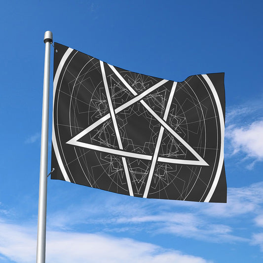 Geometric Inverted Pentagram Print Polyester Flag