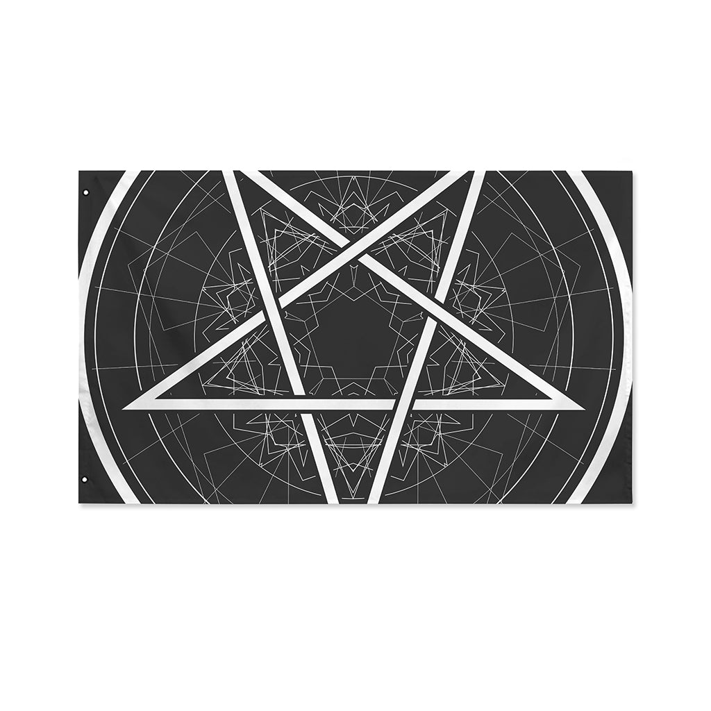Geometric Inverted Pentagram Print Polyester Flag