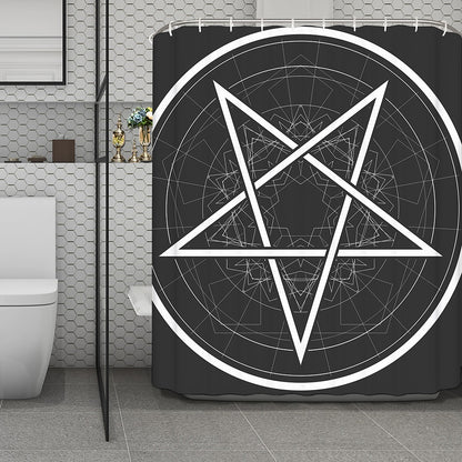 Geometric Inverted Pentagram Print Polyester Shower Curtain